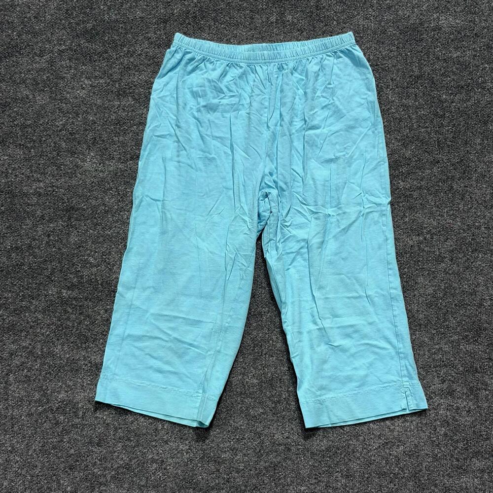 Fresh Produce Pants Womens XXL Blue Capri Pull On Elastic Waist Cotton Made USA